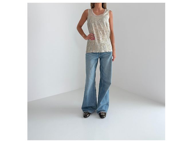 Dolce & Gabbana Metallic Silk Blend Lamé Tank Top – Glam Y2K Metallisch - Ansicht 6