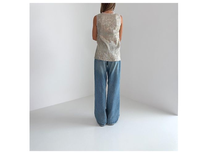 Dolce & Gabbana Metallic Silk Blend Lamé Tank Top – Glam Y2K Metallisch - Ansicht 8