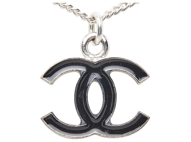 Collar Chanel Coco Mark Negro Plata - vista 2
