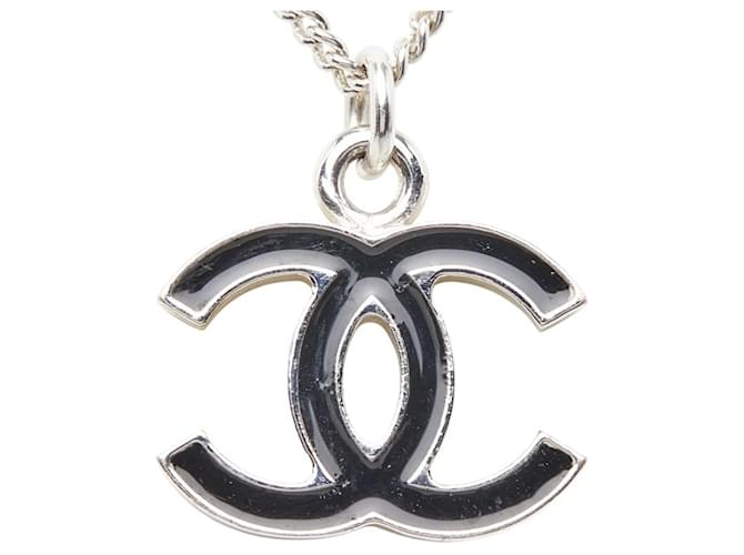 Collar Chanel Coco Mark Negro Plata - vista 3
