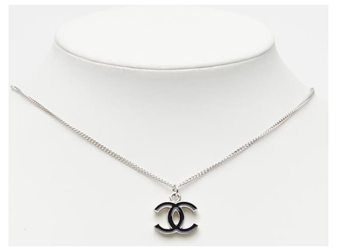 Collar Chanel Coco Mark Negro Plata - vista 6