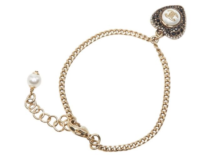 Bracciale Charm Chanel Coco Mark Motivo Cuore Nero D'oro - vista 2