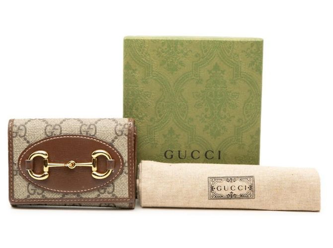 Cartera tríptico Gucci GG Supreme Horsebit Castaño - vista 8