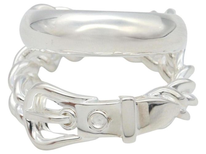 Hermès Hermes Boucles Sellier Inflexible Silver Band Ring Silber - Ansicht 2