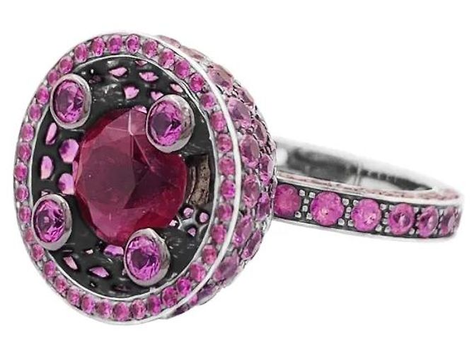 Anello Boucheron, "Liz" or noirci, tormaline e zaffiri rosa. - vista 3