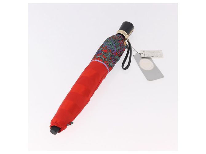 Christian Dior Folding Umbrella Polyester Made by Kanebo Red Gold Auth 184395M - view 13