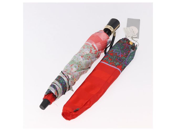 Christian Dior Folding Umbrella Polyester Made by Kanebo Red Gold Auth 184395M - view 14
