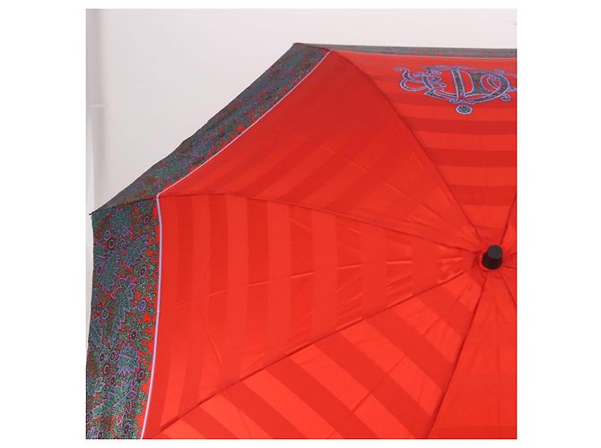 Christian Dior Folding Umbrella Polyester Made by Kanebo Red Gold Auth 184395M - view 3