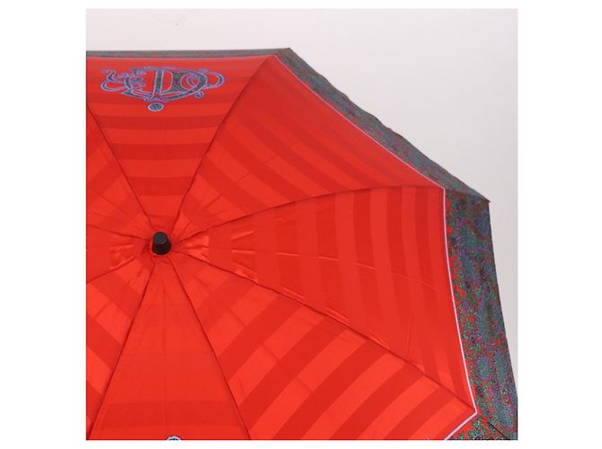 Christian Dior Folding Umbrella Polyester Made by Kanebo Red Gold Auth 184395M - view 4