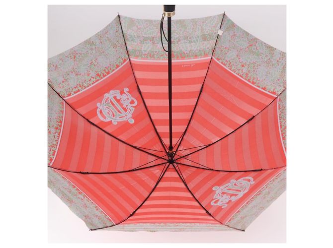 Christian Dior Folding Umbrella Polyester Made by Kanebo Red Gold Auth 184395M - view 8