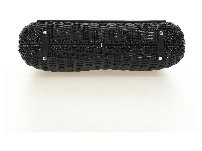 Borsa a mano Salvatore Ferragamo Gancini in rattan nero e argento Auth 184711V - vista 10