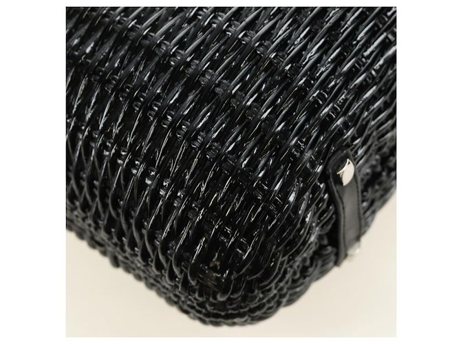 Borsa a mano Salvatore Ferragamo Gancini in rattan nero e argento Auth 184711V - vista 13