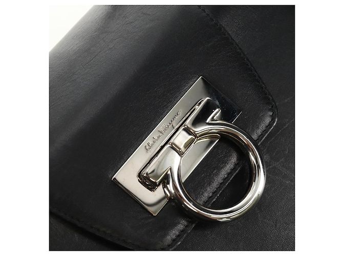 Borsa a mano Salvatore Ferragamo Gancini in rattan nero e argento Auth 184711V - vista 15