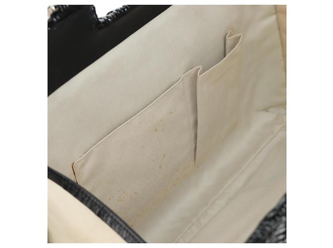 Borsa a mano Salvatore Ferragamo Gancini in rattan nero e argento Auth 184711V - vista 23