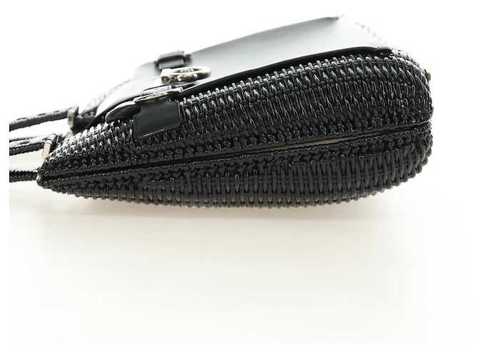 Borsa a mano Salvatore Ferragamo Gancini in rattan nero e argento Auth 184711V - vista 4