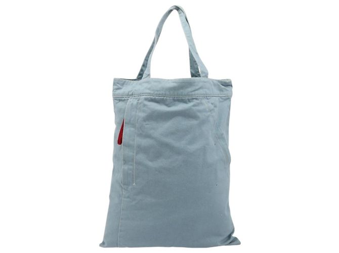 PRADA Sports Line Tote Bag Canvas Hellblau Silber Auth 185264 - Ansicht 2