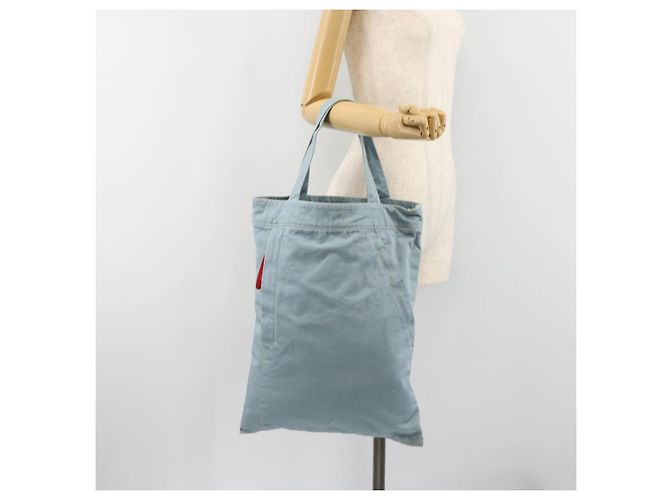 PRADA Sports Line Tote Bag Canvas Hellblau Silber Auth 185264 - Ansicht 22