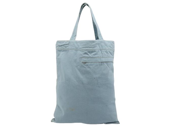 PRADA Sports Line Tote Bag Canvas Hellblau Silber Auth 185264 - Ansicht 3