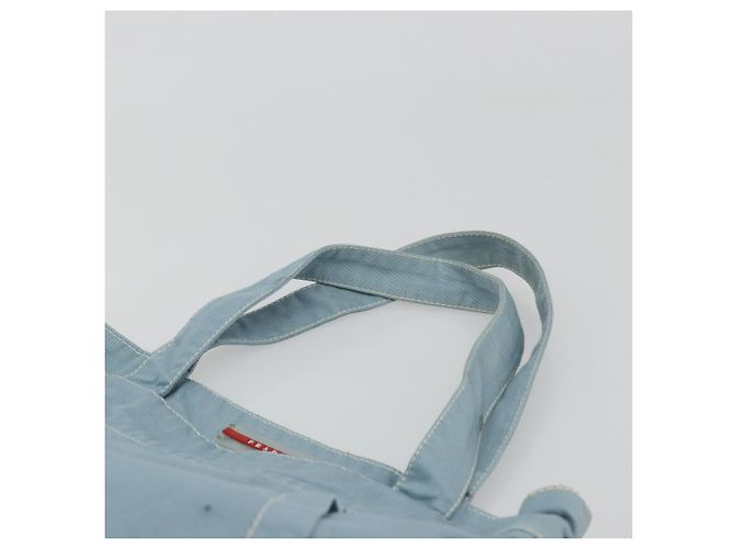 PRADA Sports Line Tote Bag Canvas Hellblau Silber Auth 185264 - Ansicht 8