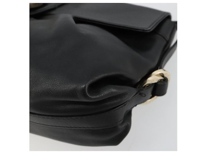 Bulgari Borsa a Spalla BVLGARI Chandra in Pelle Nera e Oro Auth 183888A Nero D'oro - vista 10
