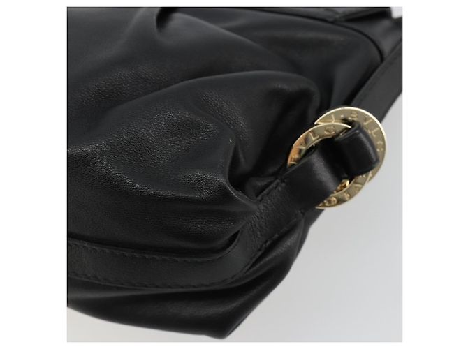 Bulgari Borsa a Spalla BVLGARI Chandra in Pelle Nera e Oro Auth 183888A Nero D'oro - vista 12