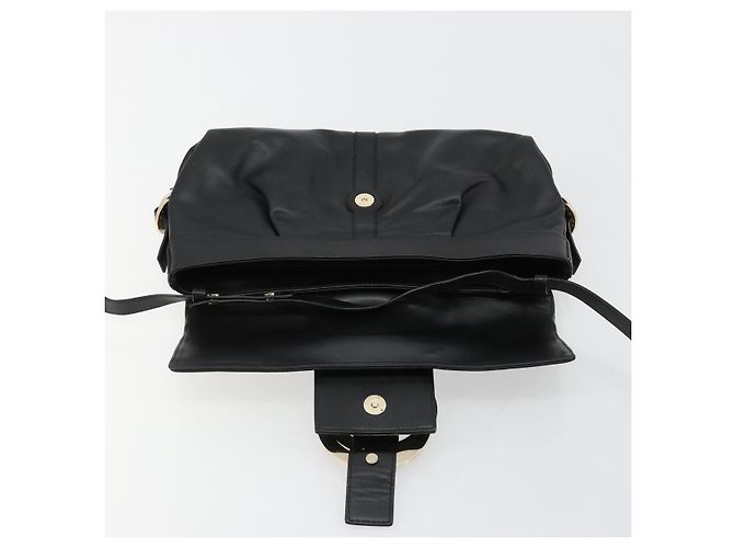 Bulgari Borsa a Spalla BVLGARI Chandra in Pelle Nera e Oro Auth 183888A Nero D'oro - vista 15