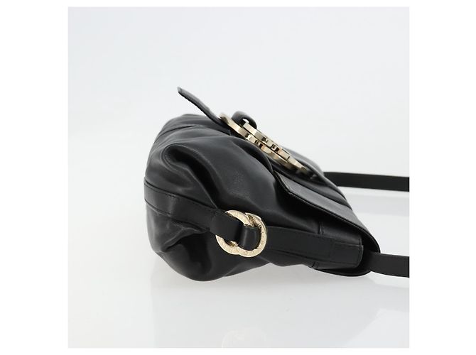 Bulgari Borsa a Spalla BVLGARI Chandra in Pelle Nera e Oro Auth 183888A Nero D'oro - vista 4