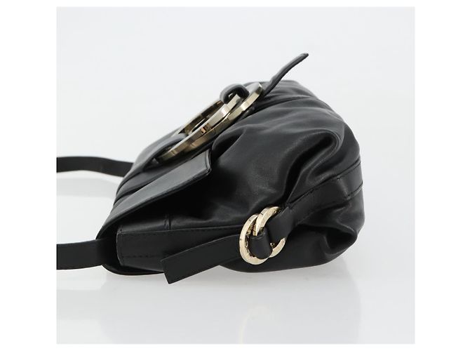 Bulgari Borsa a Spalla BVLGARI Chandra in Pelle Nera e Oro Auth 183888A Nero D'oro - vista 5