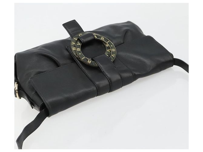 Bulgari Borsa a Spalla BVLGARI Chandra in Pelle Nera e Oro Auth 183888A Nero D'oro - vista 6