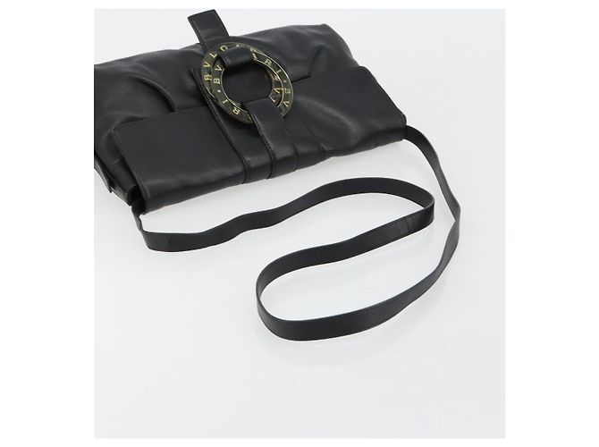 Bulgari Borsa a Spalla BVLGARI Chandra in Pelle Nera e Oro Auth 183888A Nero D'oro - vista 7