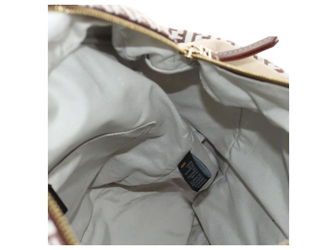 Borsa Tote FENDI Zucchino Canvas Bianco Oro Auth 184707V D'oro - vista 23
