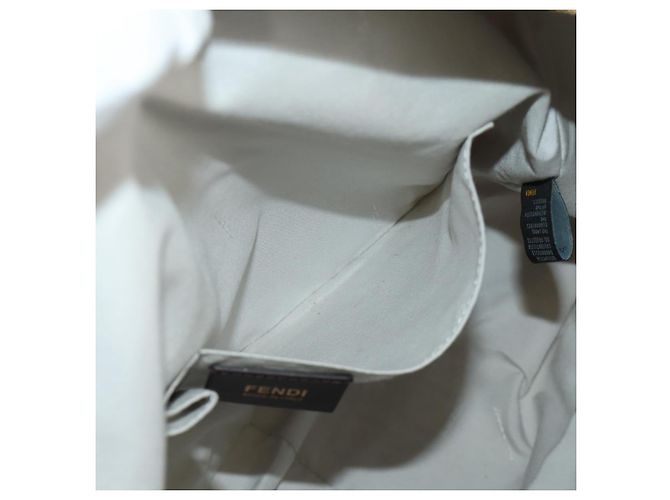 Borsa Tote FENDI Zucchino Canvas Bianco Oro Auth 184707V D'oro - vista 25