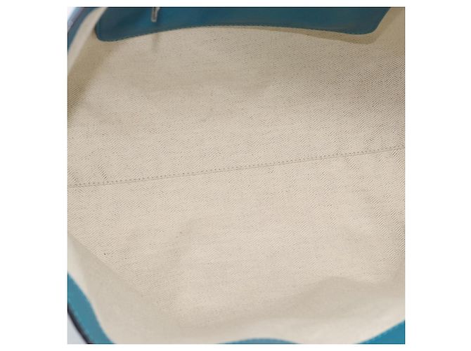 Sac cabas LOEWE Anagram East West en cuir Turquoise Blue Silver Auth 185182V Argenté - vue 10