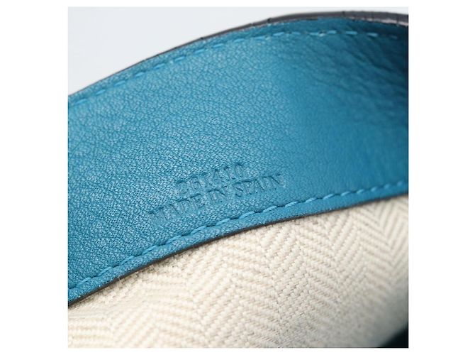Sac cabas LOEWE Anagram East West en cuir Turquoise Blue Silver Auth 185182V Argenté - vue 11
