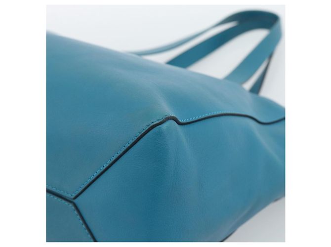 Sac cabas LOEWE Anagram East West en cuir Turquoise Blue Silver Auth 185182V Argenté - vue 15