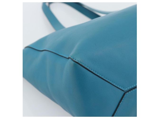 Sac cabas LOEWE Anagram East West en cuir Turquoise Blue Silver Auth 185182V Argenté - vue 16