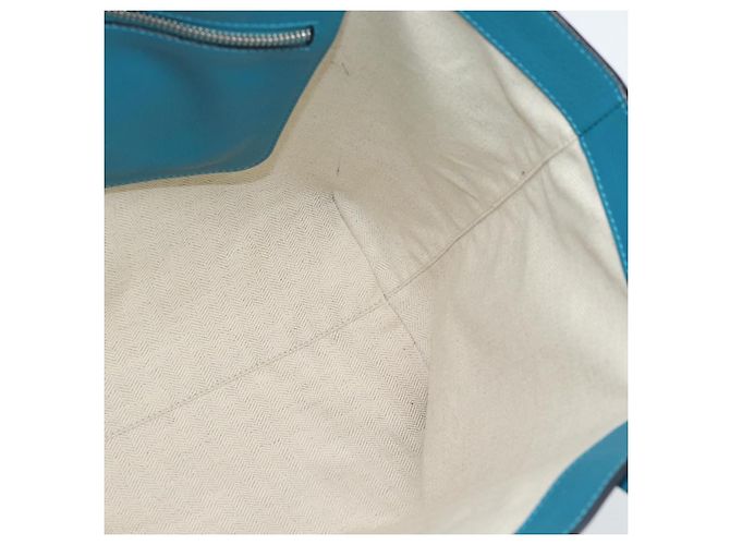 Sac cabas LOEWE Anagram East West en cuir Turquoise Blue Silver Auth 185182V Argenté - vue 19