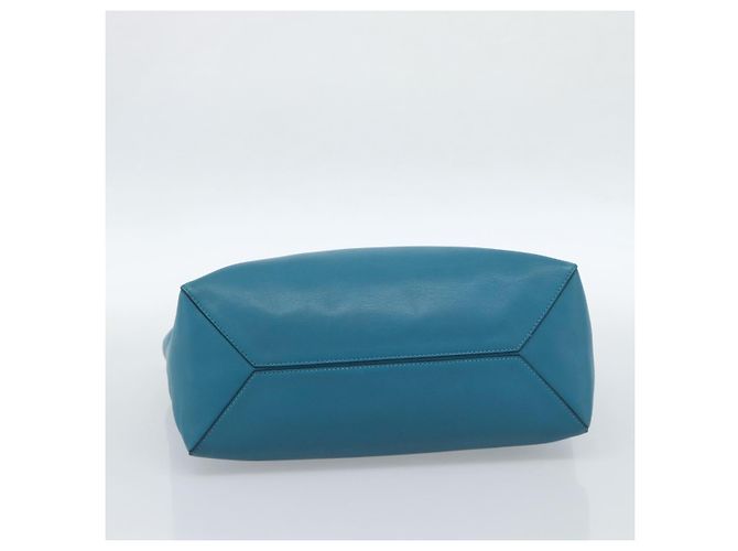 Sac cabas LOEWE Anagram East West en cuir Turquoise Blue Silver Auth 185182V Argenté - vue 5