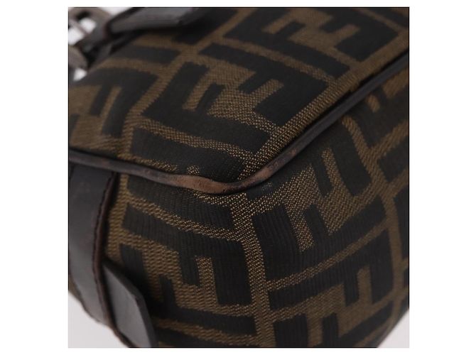 Borsa a Spalla FENDI Zucca Canvas Nero Marrone Auth 185459 - vista 12
