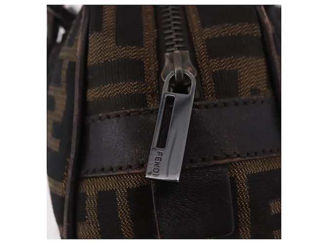 Borsa a Spalla FENDI Zucca Canvas Nero Marrone Auth 185459 - vista 14