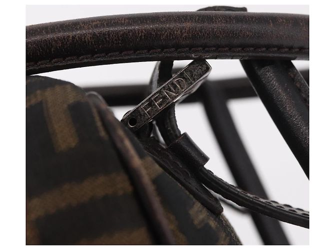 Borsa a Spalla FENDI Zucca Canvas Nero Marrone Auth 185459 - vista 15