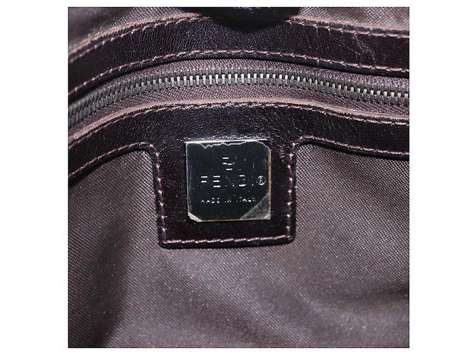 Borsa a Spalla FENDI Zucca Canvas Nero Marrone Auth 185459 - vista 16