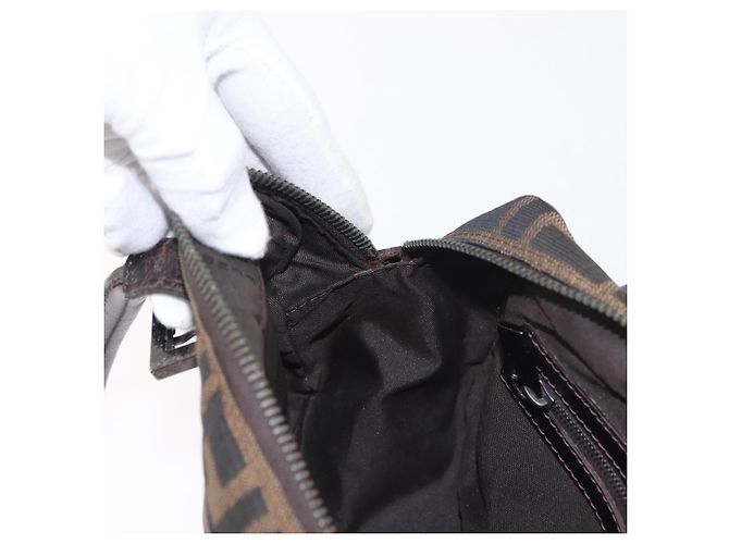Borsa a Spalla FENDI Zucca Canvas Nero Marrone Auth 185459 - vista 19