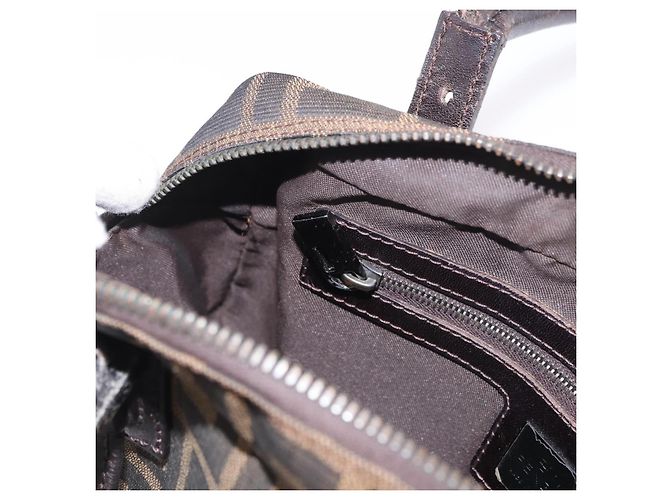 Borsa a Spalla FENDI Zucca Canvas Nero Marrone Auth 185459 - vista 20