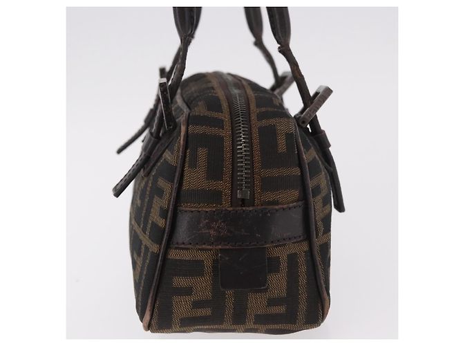 Borsa a Spalla FENDI Zucca Canvas Nero Marrone Auth 185459 - vista 4