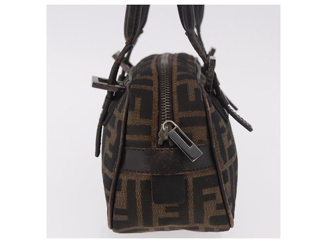 Borsa a Spalla FENDI Zucca Canvas Nero Marrone Auth 185459 - vista 5