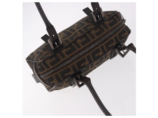 Borsa a Spalla FENDI Zucca Canvas Nero Marrone Auth 185459 - vista 6