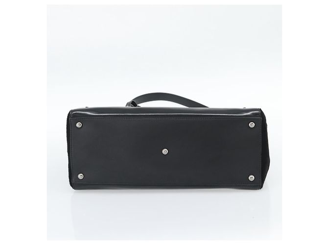 FENDI Handtasche Lackleder 2-Wege Schwarz Silber Auth 184926A - Ansicht 11