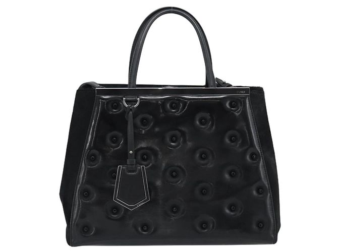 FENDI Handtasche Lackleder 2-Wege Schwarz Silber Auth 184926A - Ansicht 2