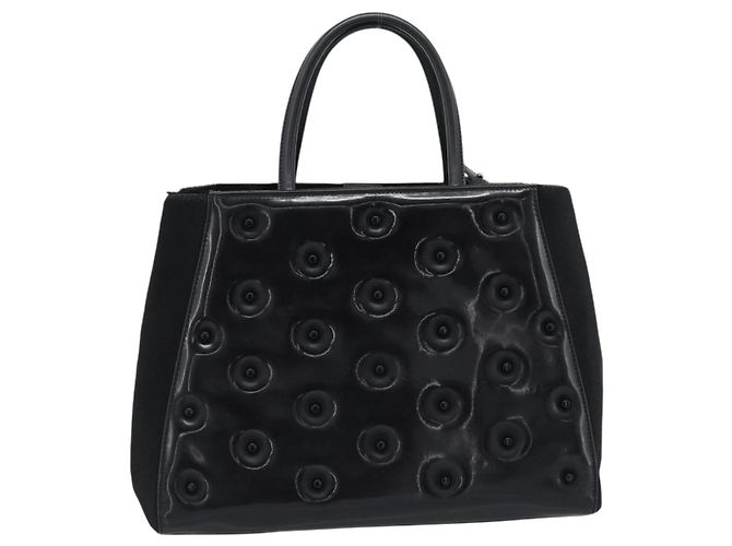 FENDI Handtasche Lackleder 2-Wege Schwarz Silber Auth 184926A - Ansicht 3